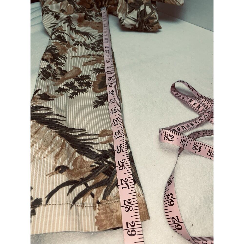 25P Chino by Anthropologie Tropical Bird Pants Dress Stripe Tan Relaxed Stretch - Picture 9 of 16